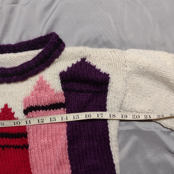 Vintage Children's Hand Knitted Long Sleeve Crayon Sweater - Picture 7 of 8